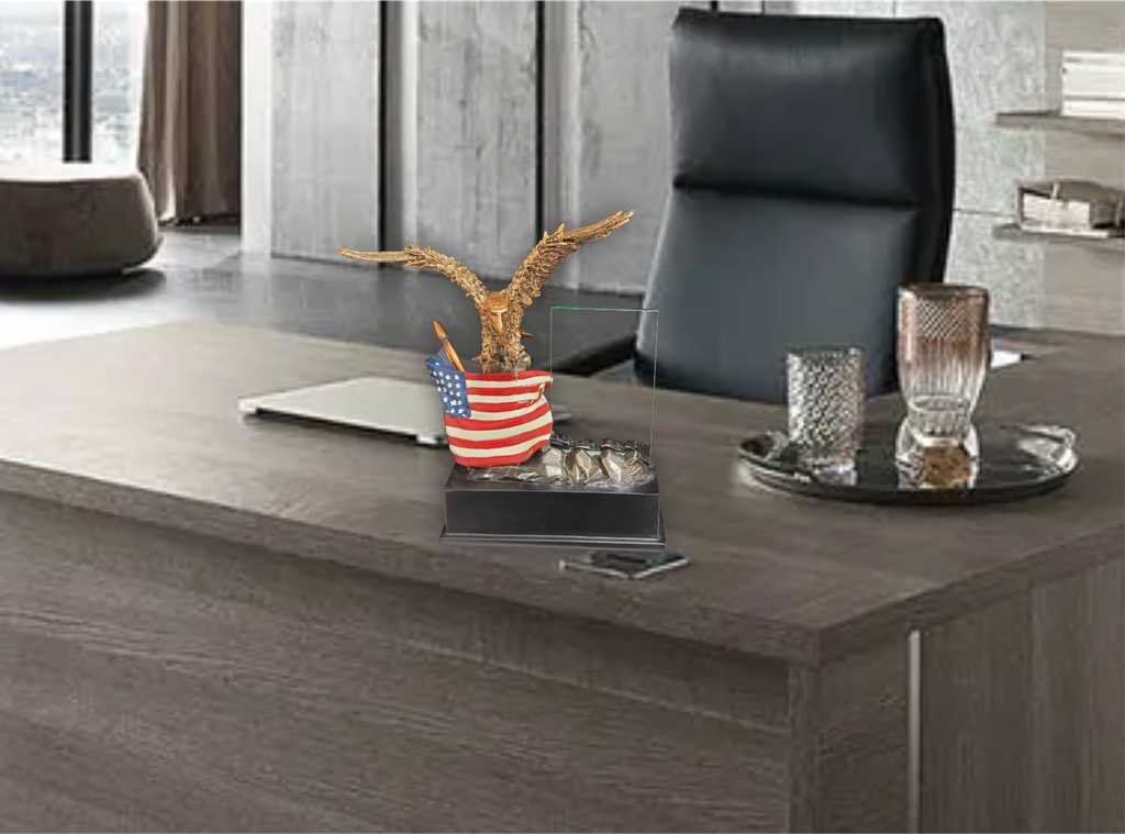 Large Eagle/Flag & Glass
