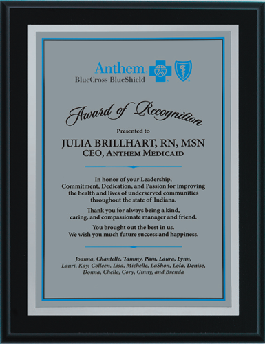 Black Finish Plaque