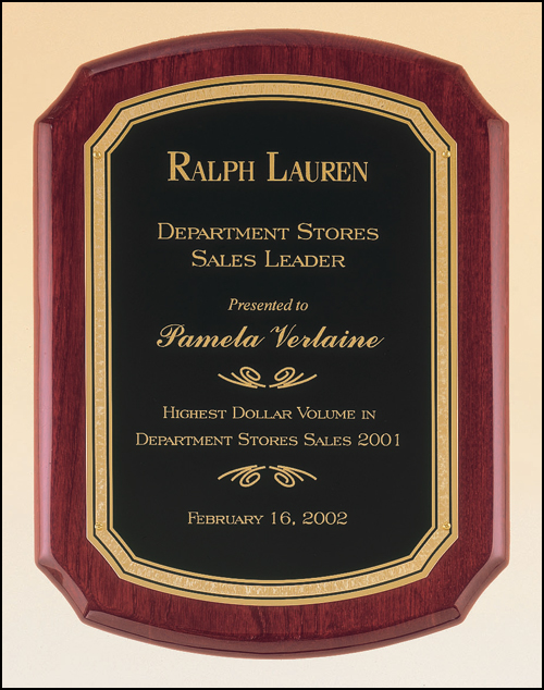 Black/Gold Rounded Rosewood Plaque