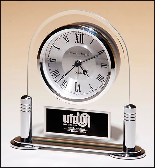 Glass Clock w/ Silver Accents
