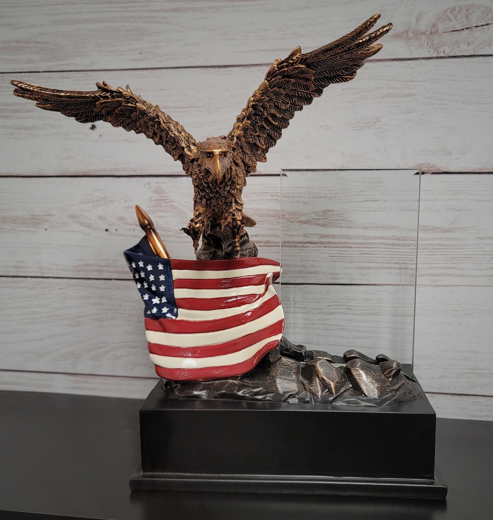 Large Eagle/Flag & Glass