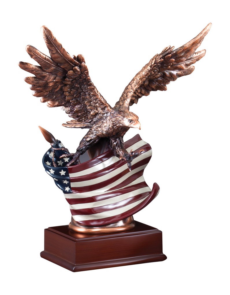 American Eagle w/ Flag on Rosewood Base 15 1/2''