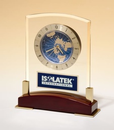 [BC1020] World Clock on Rosewood Base